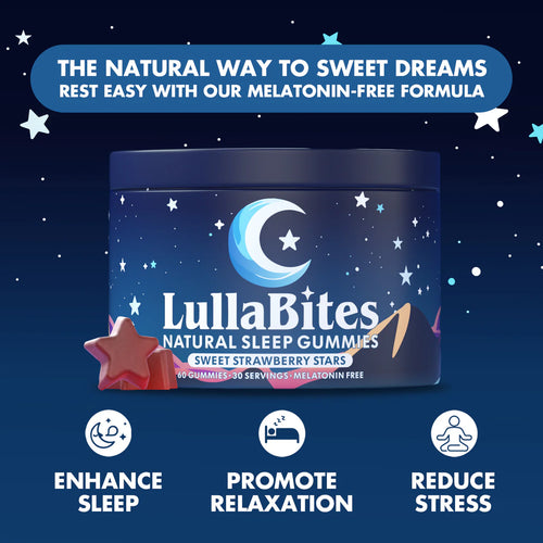LullaBites natural sleep gummies — vegan sugar-free strawberry stars
